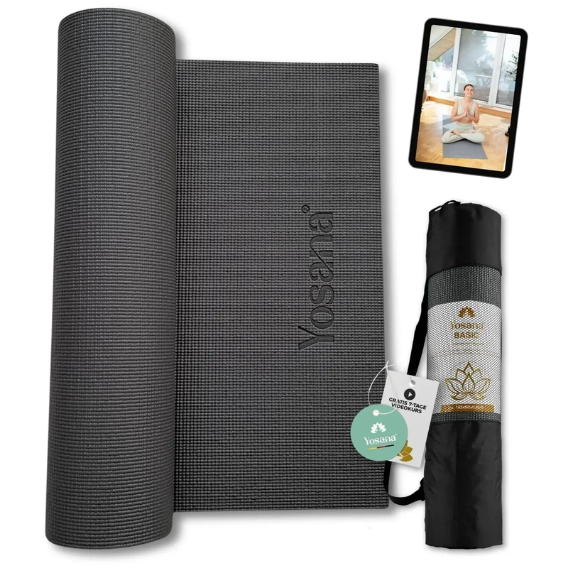Yogamatte inkl. Tragetasche & Video Kurs I Yoga Matte rutschfest I weiche Gymnastikmatte I Sportmatte 183x60cm I Fitnessmatte I Pilatesmatte 6mm Dick