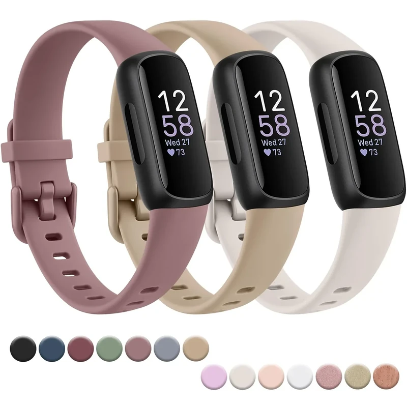 Vancle Armband für Fitbit Inspire 3 Armband für Damen Herren, Verstellbarer Uhrenarmband klassischer Sport Ersatzarmband für Fitbit Inspire 3 Armbänder, Milchtee Farbe+Rauch Violett+Sternfarbe