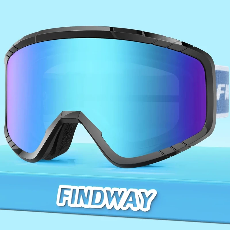 Findway Kinder Skibrille, Snowboard Brille für Brillenträger, OTG, UV-Schutz Kompatibler Helm, Anti Fog Kinderskibrille Ski Goggles für Skifahren/Skaten/Schneemobil, Für Junior Teenager 3~14 Jahre