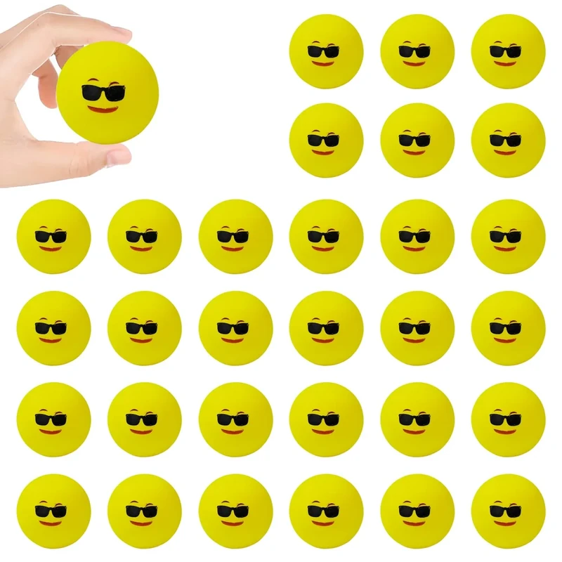 Regerly Tischtennisbälle, 30 Stück Spaß Bälle Training Ping Pong Bälle Tischtennis mit Emojis Tischtenni Bälles Set für den Vergnügungspark Launch Machine Glücklicher Abgehobener Betrag