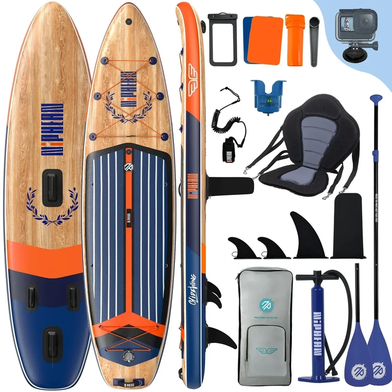 Niphean (Extra Groß) Stand Up Paddling Board, SUP für 2+1 Personen/Familien, SUP Board mit (Anfängergeeignet) StabilTrac Finne, Wasserdichte Handyhülle, Stand Up Paddle Board for Adults, Geschenkideen