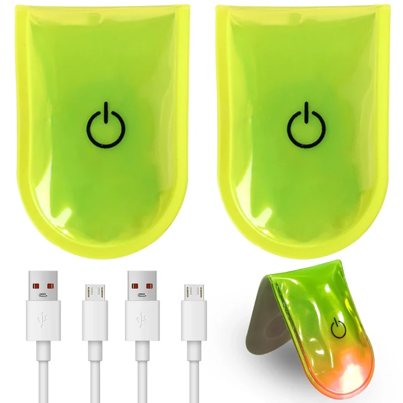 2 Stück Led Clip Licht, Schulranzen Licht Led, LED Clip Blinklicht Reflektierende, Reflektierende Lichtband Reflektor für Schulranzen, Rucksack, Wandern, Laufen(mit USB Aufladbar)