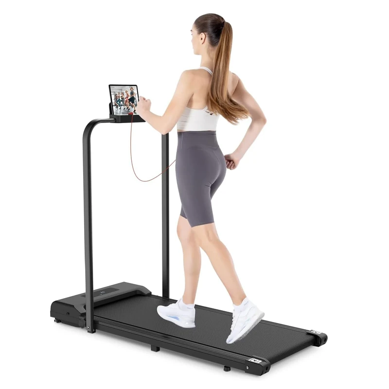HomeFitnessCode Laufband Klappbar mit Neigung - Walking Pad für Zuhause mit bürstenlosem Motor 1-10 KMH Walkpad Gehband Laufpad Steigung Untertisch Lauf Band Treadmill, Schwarz