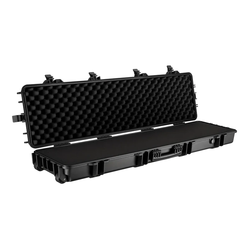 Wiltec Waffenkoffer 137,8 x 38,3 x 17,5 cm für Langwaffen, Gewehrkoffer mit Schaumstoffpolsterung und Rollen für sicheren Transport, Langwaffenkoffer mit hoher Traglast und Tragegriff