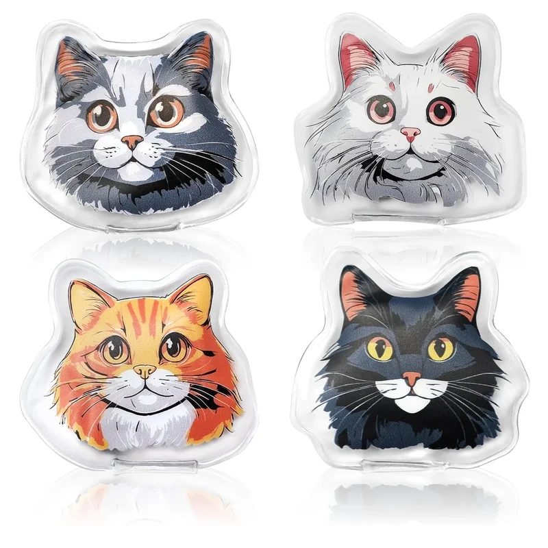 COM-FOUR® 4X Taschenwärmer wiederverwendbar - Handwärmer mit Katzen Motiv - Wärmepad für kalte Tage und für unterwegs - Wärmeknickkissen (4 Stück - Katze)