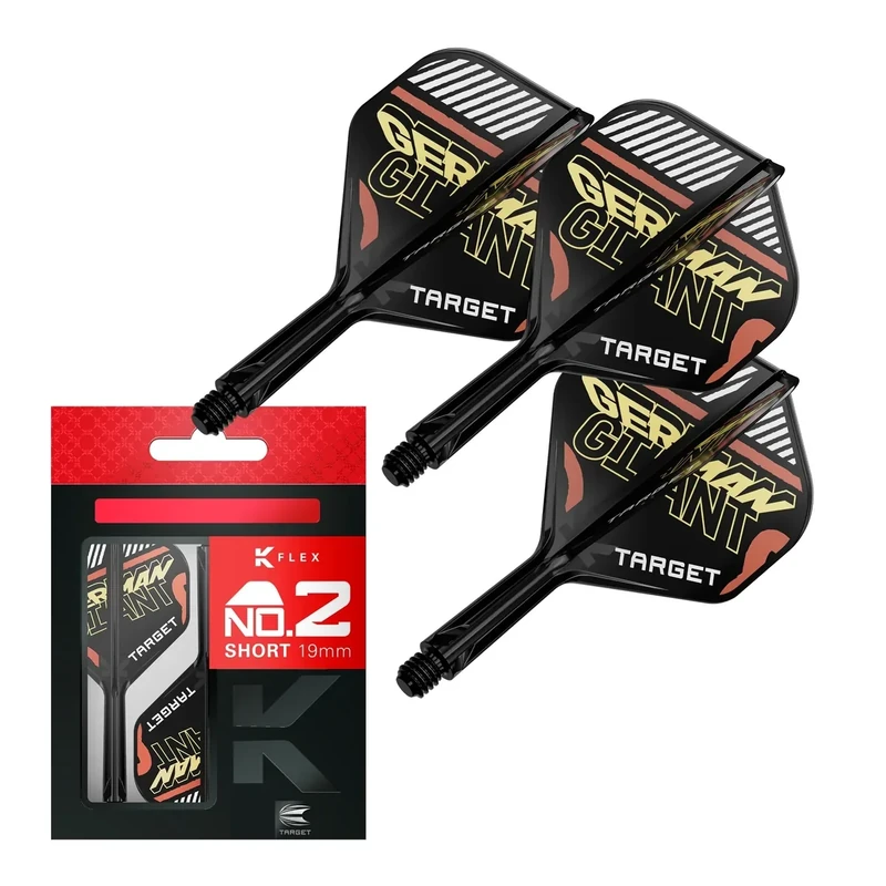 TARGET Darts Gabriel Clemens K Flex Flights und Shaft System, No.2 (Short, 19mm) | Packung mit 3 Kflex All In One Flights, Player Edition Darts Zubehör | K-Flex Dart Schaft
