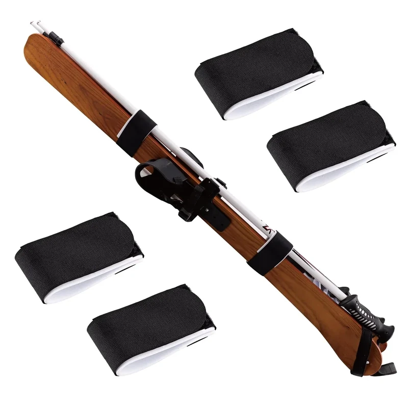 BerryKing EasySki Ski Binder 4 Stück Skigurtverschlüsse Verstellbar Gurt Klettverschluss Klett Kabelbinder für Skibretter, Skistöcke Wintersport Erwachsene & Kinder (Ski-Binder Set)