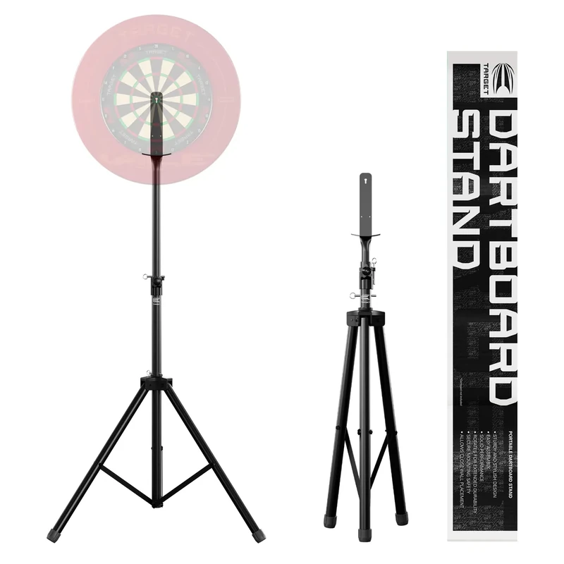 TARGET DARTS Tragbarer Dartboardständer | Mobiler Dartscheibenständer mit Stativ, freistehendes mit Halterung, für drinnen und draußen, faltbarer Reiseständer für Steeldarts und Softdarts Dartscheiben