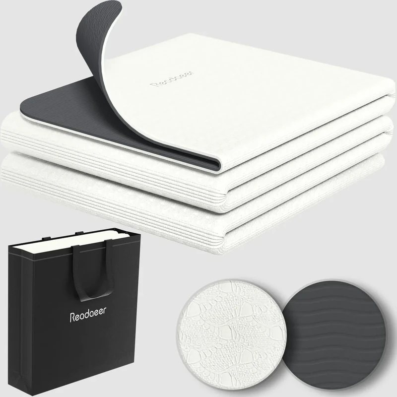 Faltbare Yogamatte für unterwegs, zweifarbige Yogamatte, 6 mm dick, mit Tragetasche, rutschfeste TPE-Übungs-Pilatesmatte für 183CM L x 61CM B