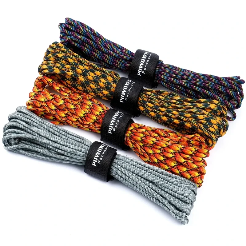 PUWOWYE 40m Paracord 4mm, 4 Stück 33ft Type III Paracord Schnüre Seil 7 Kern-Strängen, Nylonseil Paracord aus reißfestem 100% Nylon, Hält bis zu 250kg, Ideal für Outdoor Survival Camping, 132ft