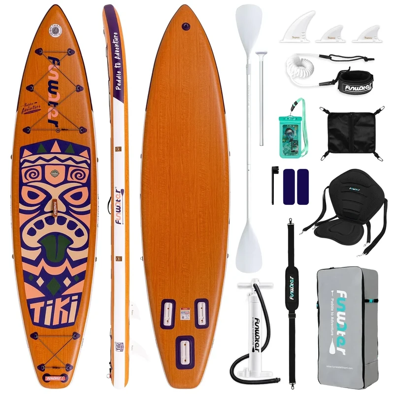 FunWater 10'6"–11'6" SUP Board, aufblasbares Stand-Up Paddle Board für alle Könnensstufen, ideal für Einsteiger & Familien, mit Anti-Rutsch Eva-Deck, Paddel, Pumpe & komplettem Zubehör
