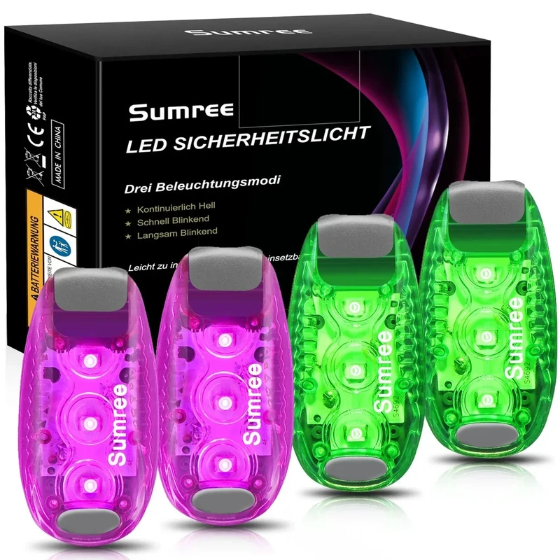 Sumree LED Blinklicht Schulranzen Sicherheitslicht 4er Set, Clip Sicherheit Licht Kinderwagen Licht Lauflicht Haustier Licht für Kinder Rucksack, Hunde Leuchtanhänger, Katzen, Jogger, Kinderwagen