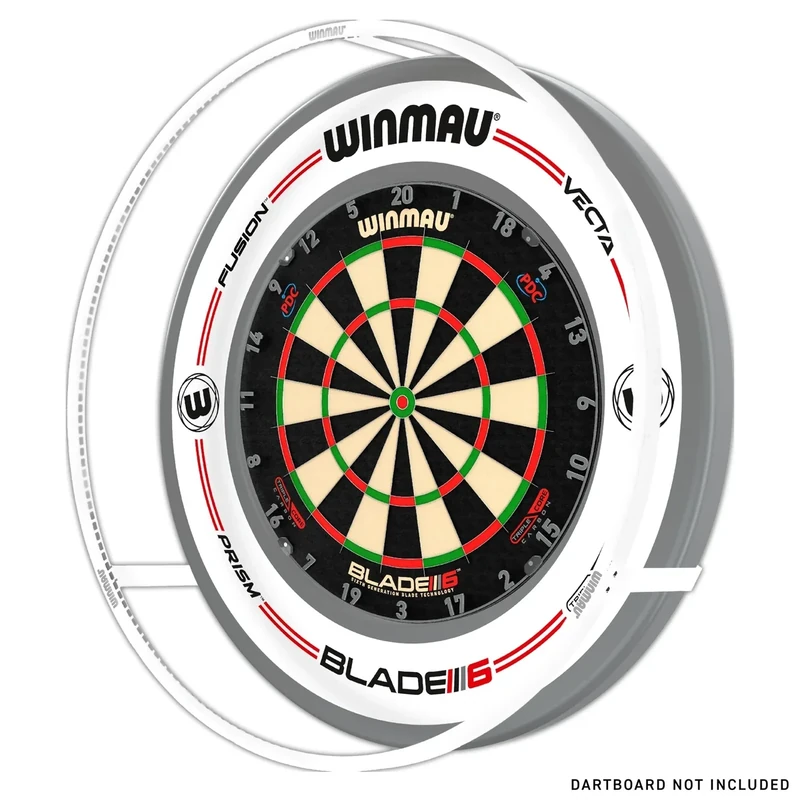 WINMAU Plasma Ice Dartboard Lichtpaket - Weißes 360-Grad-Licht mit grau-weißer Pro-Line Dartboard-Umrandung