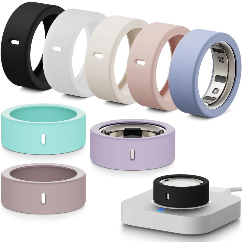 Hexasider [8 Stück] Smart Ring Protector für Oura Ring Gen 4/4 Ceramic/Gen 3/Ultrahuman Ring, Anti-Sturz Elastische Silikon Cover Schutzhülle Zubehör für Oura Ring (M für 8/9/10/11)