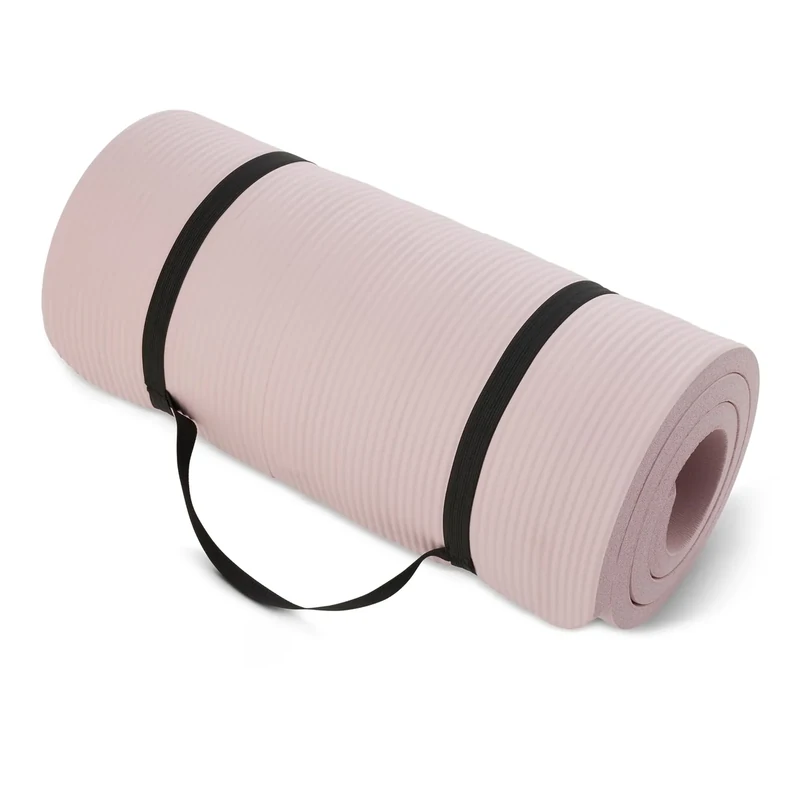 Amazon Basics Yogamatte mit Tragegurt, extra dick, 2.5 cm, Rose