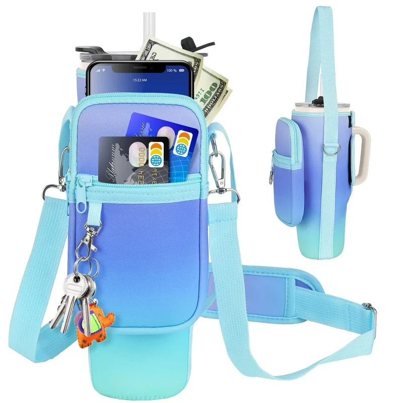 LEFOR·Z Tasche für Stanley Cup und zubehör,40 oz Wasserflaschen-Tragetasche mit Handytasche Verstellbarem Schultergurt,kompatibel mit Stanley,Meoky Trinkbecher Geeignet Zum Wandern Laufen Radfahren - Image 1