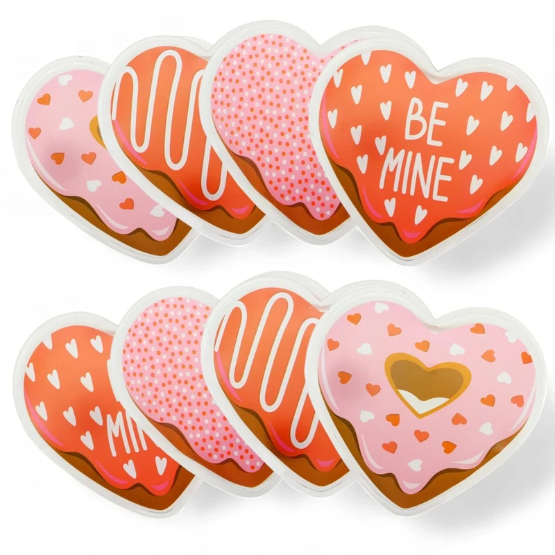 MIJOMA 8er Set Handwärmer zum Knicken - Wiederverwendbare Taschenwärmer für Kinder & Erwachsene, Wärmeknickkissen mit trendigen Motiven, für kalte Tage unterwegs (Süße Herzen, 9,5 x 9,5 cm)