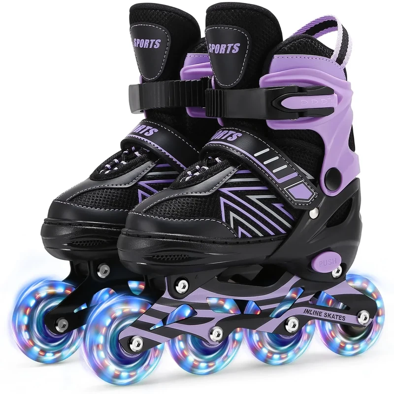 Inline Skates für Kinder Mädchen, Verstellbare Inliner Rollschuhe Kinder mit Allen leuchtenden Rädern für Damen Jungs Anfänger (M (EU32-36))