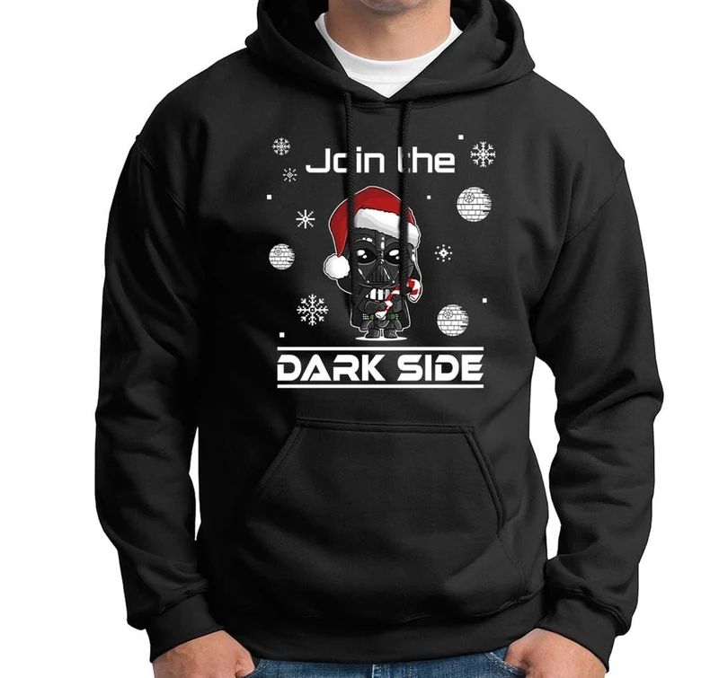 Weihnachtspullover - Join the Dark Side - Ugly Pullover Weihnachten - Darth Weihnachtsmann für Herren & Damen - Geschenk Männer (DE/NL/SE/PL, Alphanumerisch, L, Regular, Regular, Schwarz)