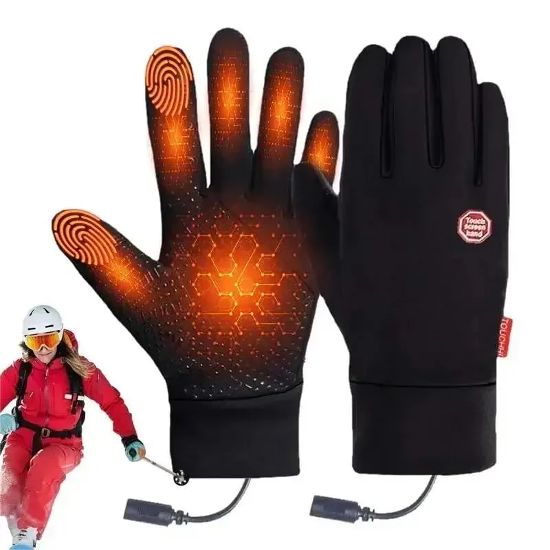 Elektrische Handschuhe, wiederaufladbar, wasserdicht und thermisch, für Winter, Motorrad und Radfahren – Touchscreen