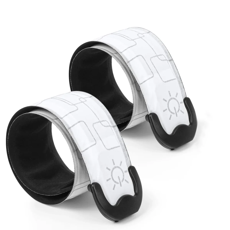 Flintronic LED Armband Aufladbar - Reflektierendes Leuchtband Mit USB, Sicherheitslicht, Slap Safety Band - Unisex für Nachtlauf, Radfahren, Joggen - Weiß