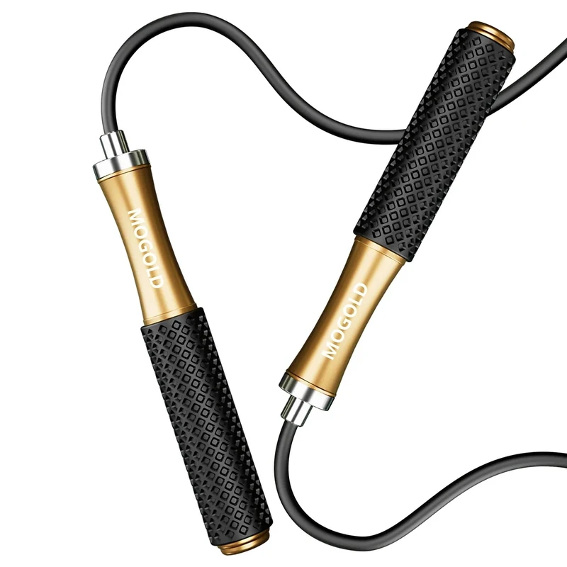 MOGOLD Sprungseil Erwachsener Fitness– Doppel-Kugellager Seilspringen, Metallgriff, Kern mit Silikongriff, verstellbar, 3 m langes skipping rope, gut für Workout, Fitness, Gewichtsverlust