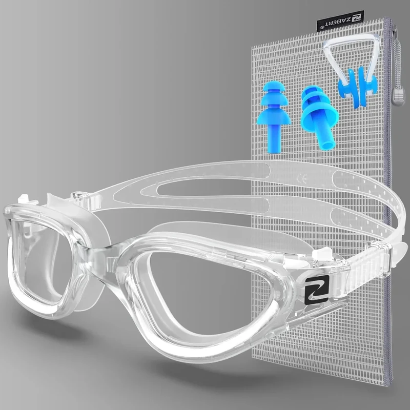 ZABERT Schwimmbrille für Damen Erwachsene Herren,W1 Profi Taucherbrille Schwimmbrillen Antibeschlag UV400-Schutz,Wettkampf Triathlon Schwimmbad, durchsichtig Klar Gläser
