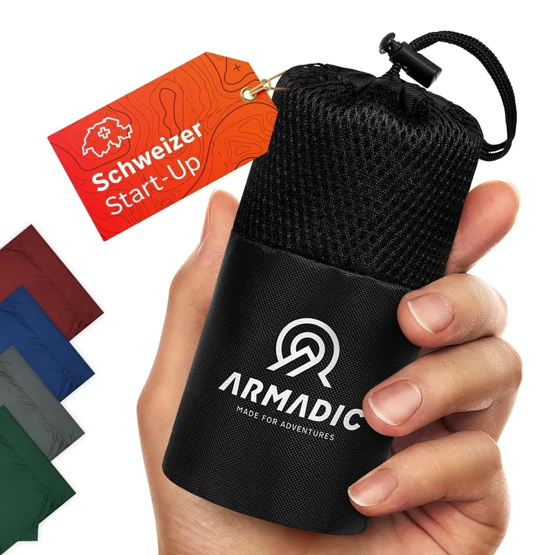 Armadic Hüttenschlafsack aus Mikrofaser (nur 230g) - Ultra leicht, klein und dünn. Reiseschlafsack, Schlafsack Inlett, Inlay I Ideal für Backpacking, Hostels und Berghütten (Oliv Grün)