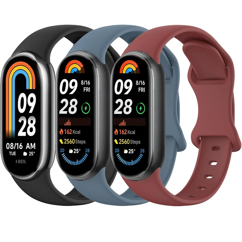 Vancle 3 Stück Armbands für Xiaomi Mi Smart Band 8 / Mi Band 9/10 Armband, Weiches Silikon Uhrenarmbänder, Verstellbar Sport Ersatzarmband für Xiaomi Smart Band 10/9/8 Uhrenarmband