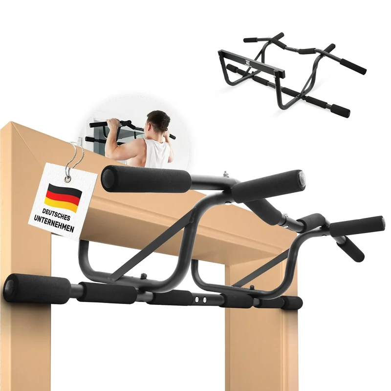 EVERLEVEN [NEU] Klimmzugstange Türrahmen Fitness Stange Pull Up Bar Trainingsstange [7-22 cm] geschütztes Design