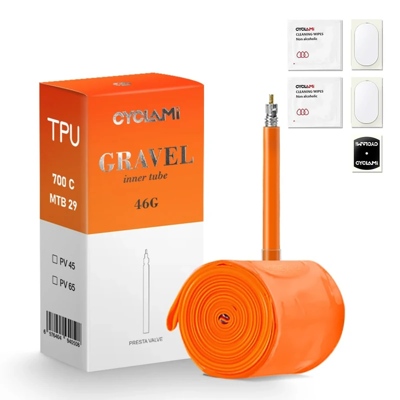 CYCLAMI Gravelbike TPU Schlauch Rennrad 46g Ultraleichter 700 x 32-47C Fahrradschlauch 28 Zoll Presta Ventil 45/65mm I TPU Rennrad Schlauch 28 Zoll (1P-700c X 32-47c (65mm Valve))
