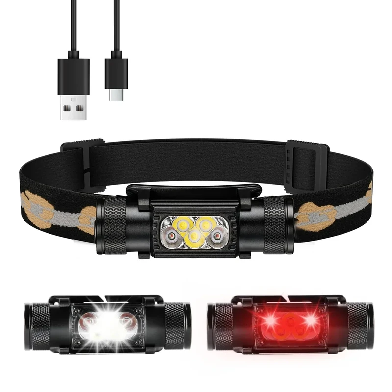 Sofirn H05B Stirnlampe mit Rotlicht - Super hells Stirnlampe Led USB C Wiederaufladbar, Weiß Rot Wasserdicht Kopflampe Helmlampe, Leicht Langlebig Kopflicht für Joggen Camping, Gassi Gehen, Angeln