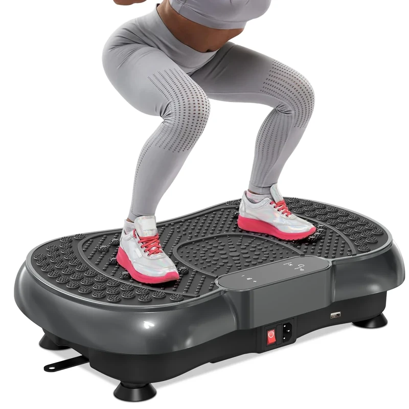 HomeFitnessCode Vibrationsplatte für Frauen Männer - Vibrationsgerät mit Mehreren Stufen + Vorprogramm Vibrationstrainer Fitnessgerät Zuhause für Abnahme Muskelaufbau Ganzkörpertraining, Schwarz