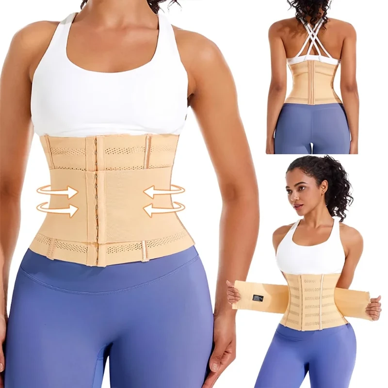 Yixinly Korsett Damen Bauchweg, Bauchweggürtel Waist Trainer Fitness Waisttrainer, Waisttrainer Taillenformer, Bauchgürtel für Herren und Damen Beige (2XL)