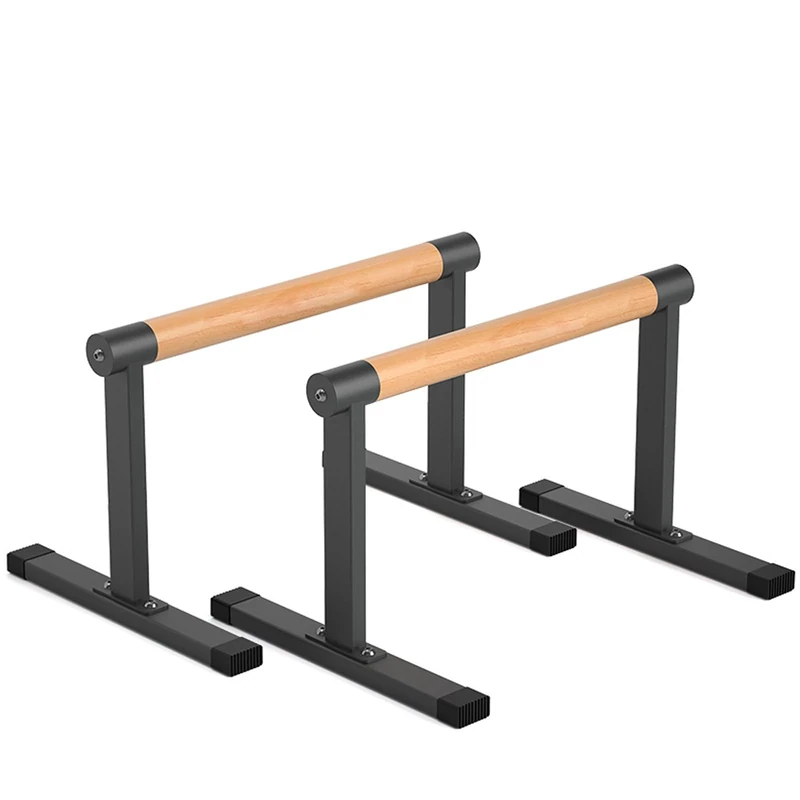 Parallettes, Calisthenics Griffe für Handstand, Push-Ups, Liegestützgriffe Holz für Fitness zuhause & Outdoor, Home Calestetic Equipment (Black, mittelgroß)