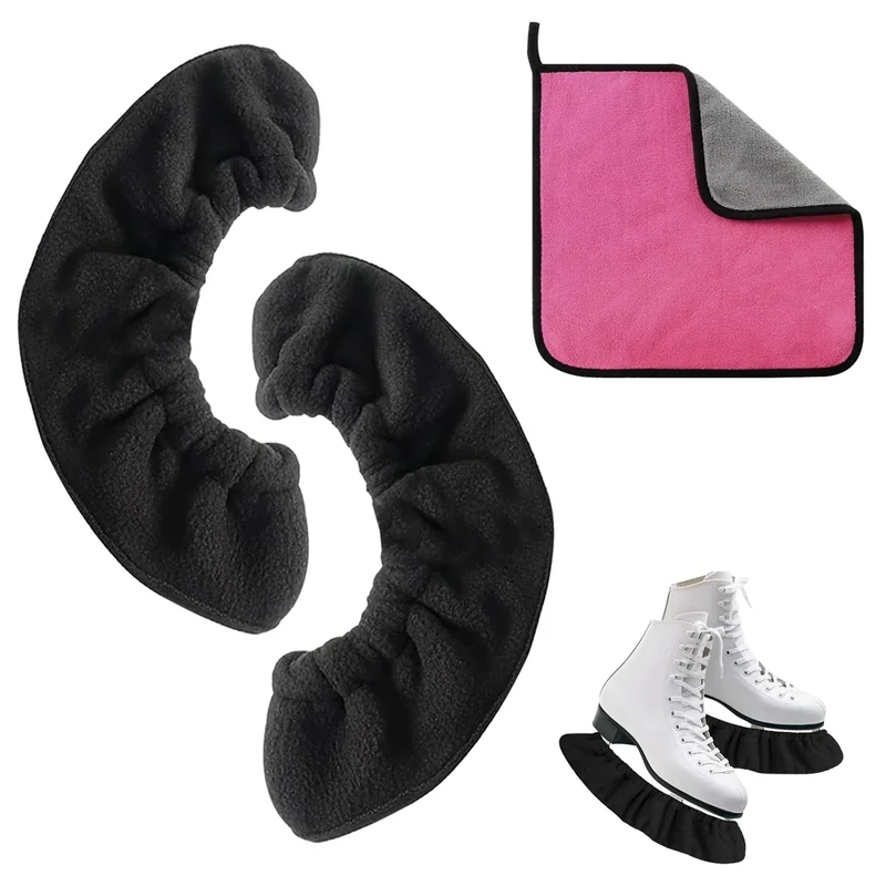 JSTHHTT 2 Stück Kufenschoner Schlittschuhe, Schlittschuhschoner, Elastische Kufenstrümpfe, Kufenschoner Eishockey, Guards Zubehör, für Hockeyschlittschuhe Eiskunstlaufschuhe (Schwarz)