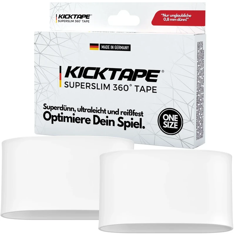 KICKTAPE® Super Slim Schienbeinschonerhalter - Reißfest aus schonendem Silikon für Schienbeinschoner Fußball Herren, Damen & Kinder, rutschfest & abwaschbar, Football, shin Guard Holder (Weiß)