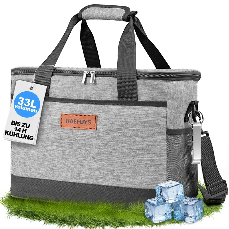 KAEFUYS Kühltasche 33L+14h Kühlung Thermoisoliert Tragbar Faltbar Wasserdicht Groß Picknicktasche für Einkaufen Auto Büro Camping Outdoor Reisen Lebensmitteltransport Proviant Familie Grillen