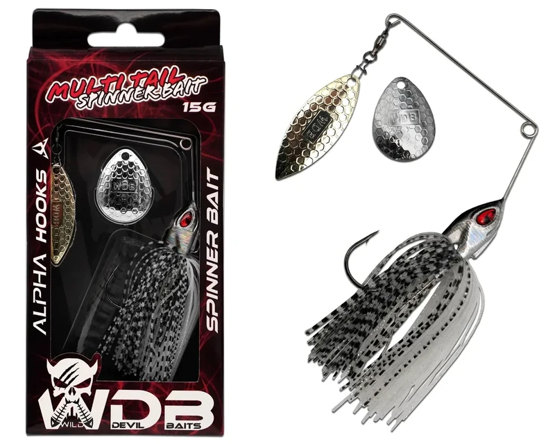 Wild Devil Baits Multi Tail Spinnerbait Spinner Bait Kunstköder Spin Jig Angelköder Barsch Hecht Zander (Flash Minnow, 15g)