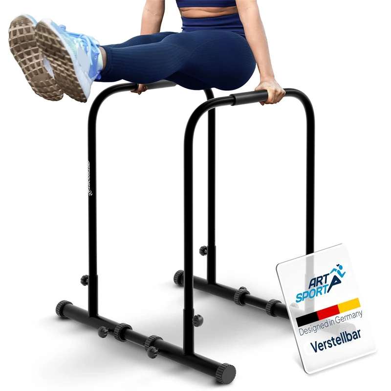 ArtSport Dip Barren - Dip Station bis 500 kg belastbar - Liegestützgriffe - Fitness Stange verstellbar - Liegestütze - Push Up Bar Zuhause - Schwarz