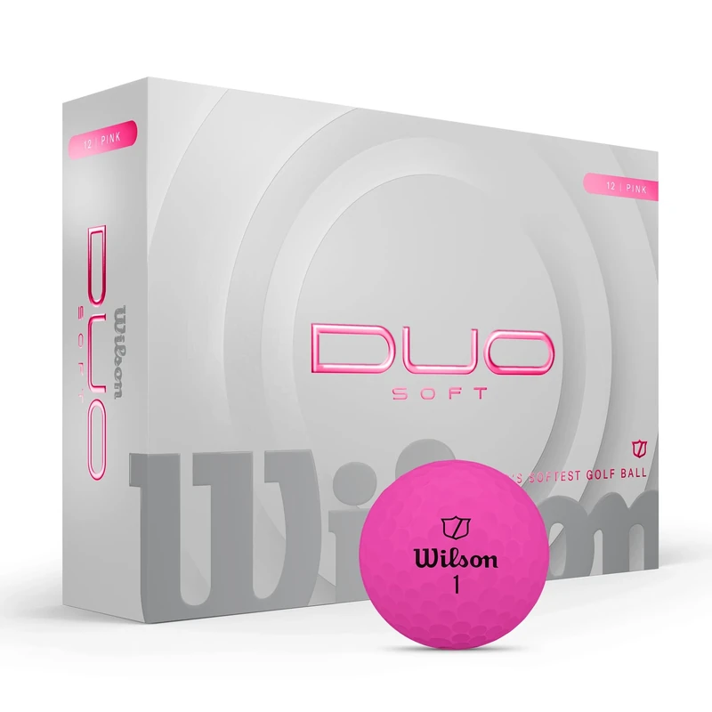 Wilson Duo Soft Golfbälle, Sanftes Spielgefühl und dynamische Energie, Geschwindigkeitssteigerung mit präzisem Flugdesign, Pink, 12er Pack