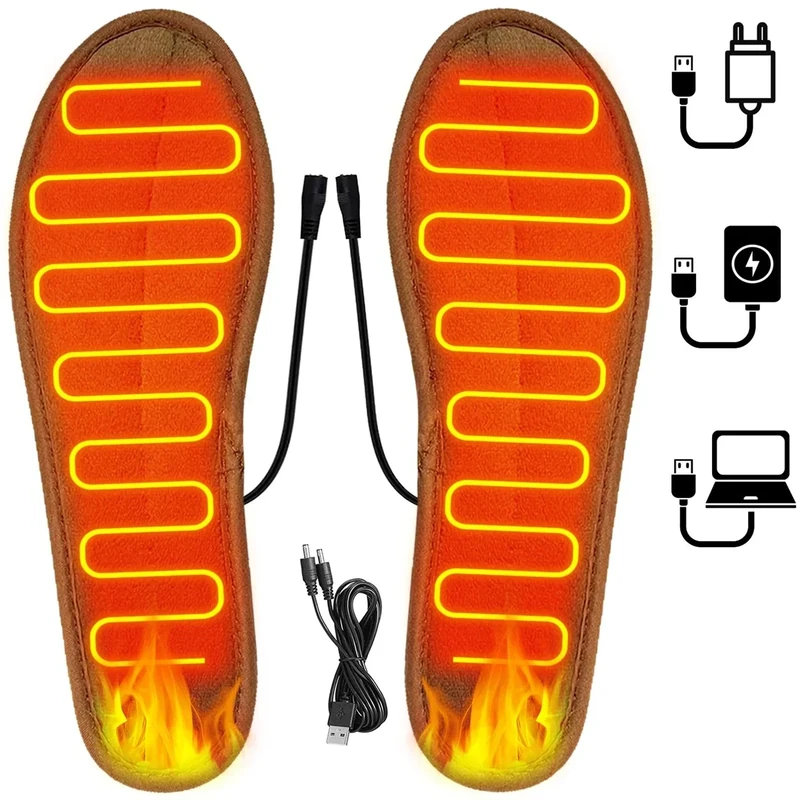 Beheizbare Einlegesohlen, USB-Fußwärmer waschbares Heizkissen, Sohlenwärmer, Beheizbare Sohlen, Wärmesohle, Fußwärmer Elektrisch, für Herren Damen