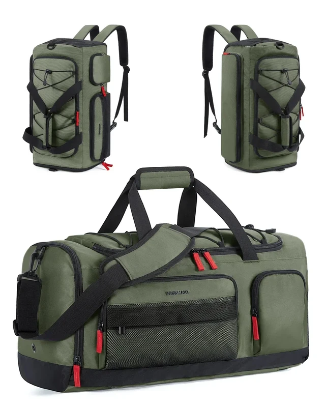 bagsmart Sporttasche Damen und Herren, Sporttasche mit Schuhfach und Nassfach wasserdichte Gym Bag Reisetasche trainingstasche schwimmtasche für Fitness, Reisen, Outdoor-Aktivitäten, Armeegrün
