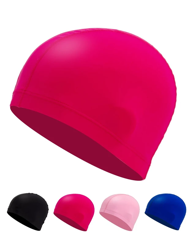 Badekappe Stoff für Damen & Herren – Bequem, Langlebig & Hochelastisch (Dunkelrosa)