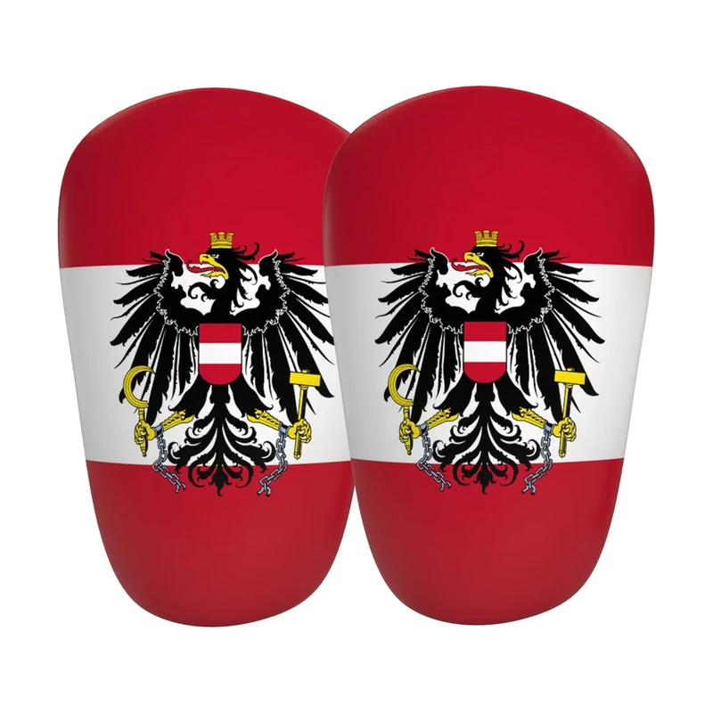 JDP Mini Schienbeinschoner, extra kleine Schienbeinschoner Fußball Herren, Anti-Rutsch Mini Schienbeinschützer Kinder Fussball, Fußball Schienbeinschützer klein 12x8 cm, Österreich-Edition