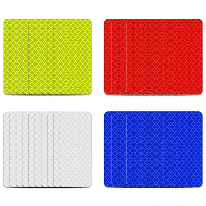 WOLMIK 40 Stück Warnung Reflektierende Aufkleber Sicherheit Warnband, 3 x 8cm Reflektorband Selbstklebend, Auto Nacht Klebeband, Wasserdicht Reflektorband für Fahrrad Motorrad Helme Kleidung
