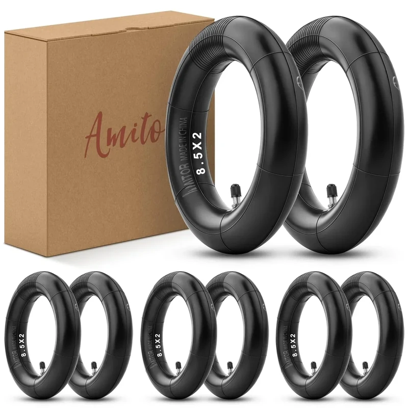 Amitor E Scooter Schlauch 8 1/2 x2 für Xiaomi Pro 2 1S M365 Pro Mi3, 50/75-6.1 Schlauch E Scooter 8,5x2,0 Zoll mit Silber Ventil Gerade, Hohe Elastizität 2MM Verdickter & Langlebig, 8PCS（4 Paar）