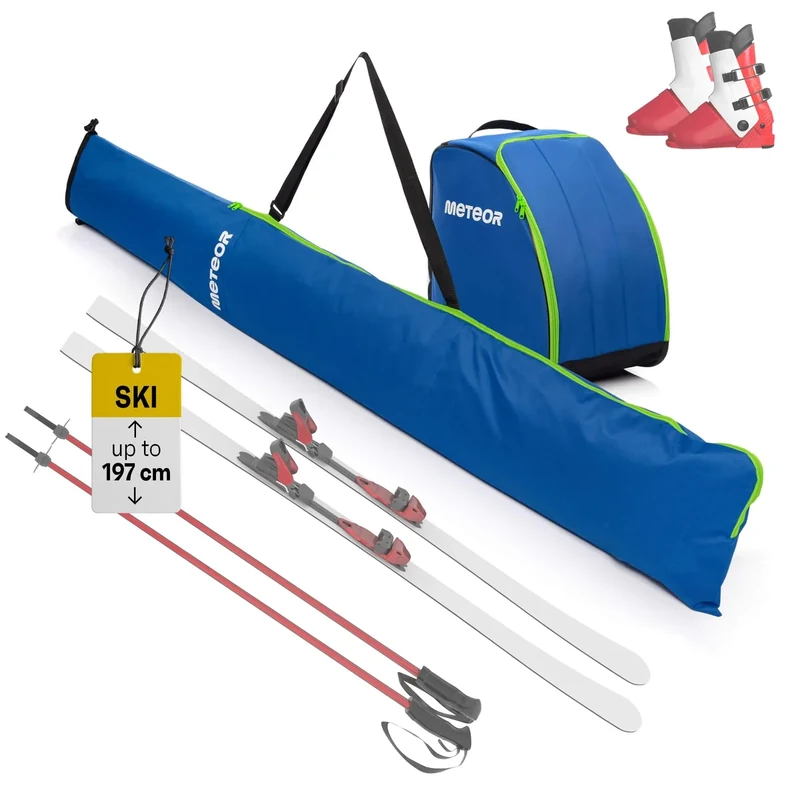 meteor 2-in-1 Skitasche Set - Skisack [bis 195 cm] & Skischuhtasche mit Lüftung - Wasserfestes Skicover & Stiefeltasche Ideal für Skiurlaub und Wintersport - Komplettes Set für Skier und Schuhe - Image 1