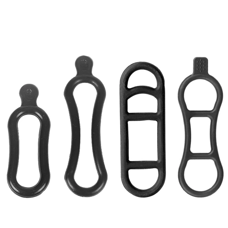 WOLMIK Fahrrad Silikonband, 4 Stück Fahrrad Stretch Gummiringe Taschenlampe Gummiband Halterung, Fahrrad Befestigungsband Silikon Lenker Halter für Taschenlampe LED Fahrradlicht (Schwarz)