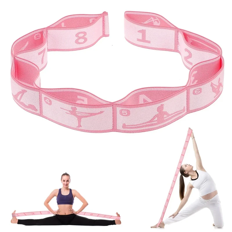 HJZHII Yoga Stretching Band mit 8 Schleifen,Yoga Stretching Strap,Fitnessbänder Band Fitness Stretchband Yoga Band mit Schlaufen Stretch Gurt Hochelastischer Gymnastikband Upgrade Erweitern Spannband